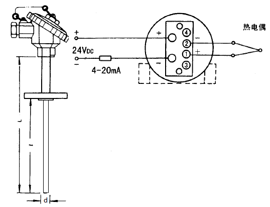 SBWR-2280/438K熱電偶一體化溫度變送器安裝圖片