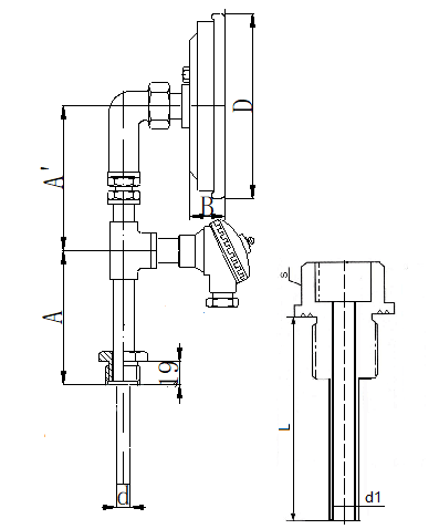 WSSP-361螺紋抽芯式徑向一體化雙金屬溫度計安裝圖片